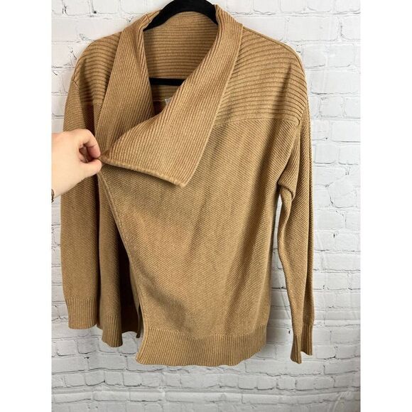 TRINA TURK cotton beige collared open front knit cardigan sweater size S - Picture 3 of 6